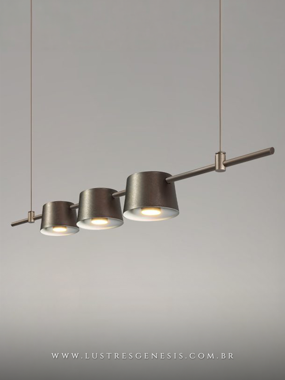 Pendente de Teto Nina B3 Aluminio LED Integrado Lustre para Mesa de Jantar, Balcao de Cozinha, Bancada Area Gourmet e Quarto Casal